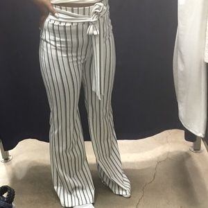 Black and white Stripped wide leg pants